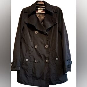 Worthington Black‎ Trench Coat Women's Size Small Double-Breasted Classic Jacket